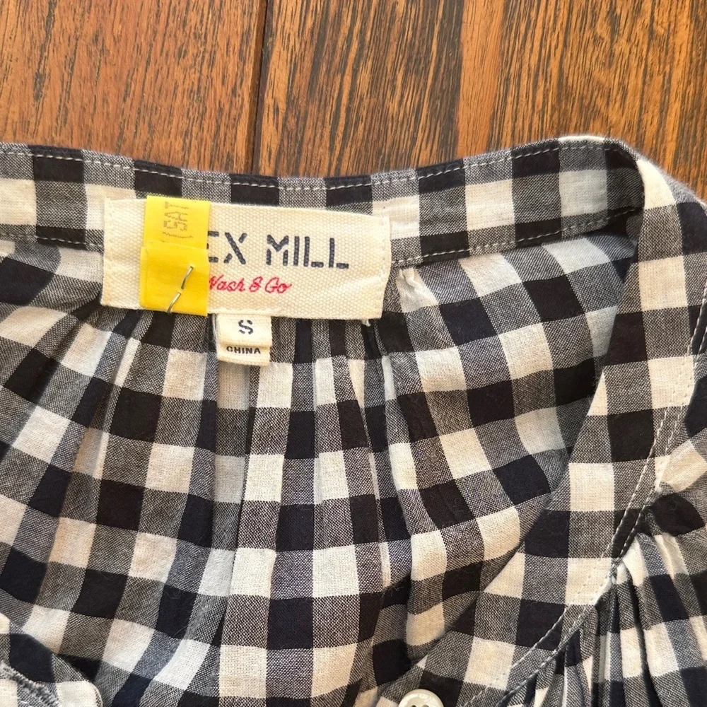 Alex Mill Navy and White Gingham Button-Up Top - Picture 2 of 2